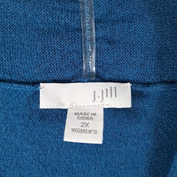 J Jill Womens Cerulean Blue Wrap Sweater  2X Long Sleeve Coastal Effortless Boho - Picture 2 of 4